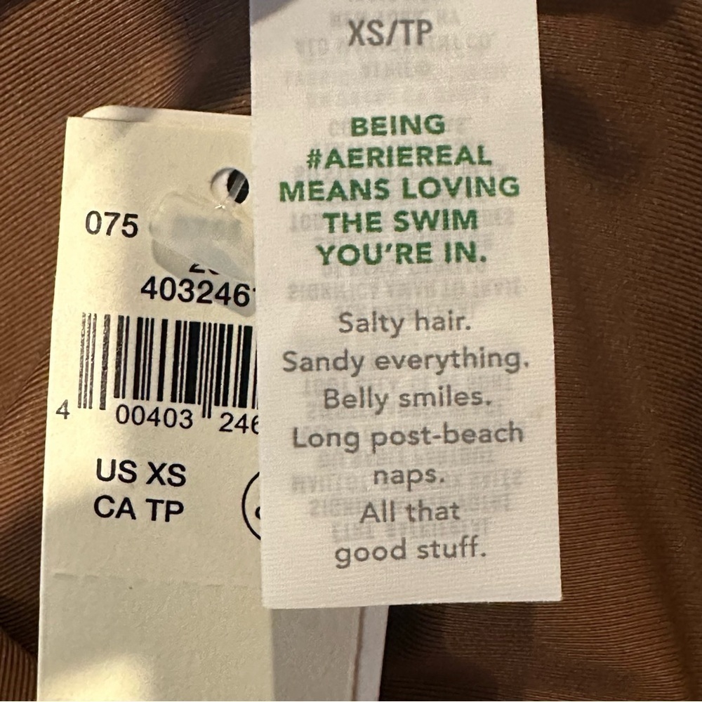Aerie Crinkle Birthday Scoop Cheekiest One Piece Swimsuit Size Xsmall- Brown NEW - Picture 7 of 9